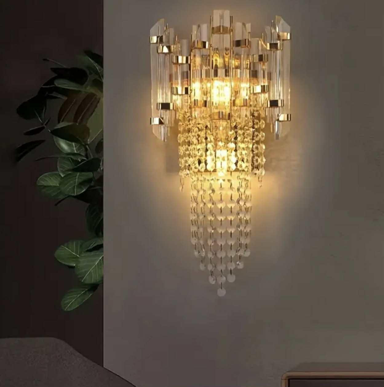 1pc Applique murale moderne en cristal avec source lumineuse LED, ins. - Éclairage - Image 3 - Livraison Maroc