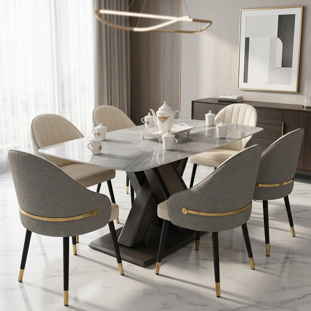Salle à manger moderne en marbre gris