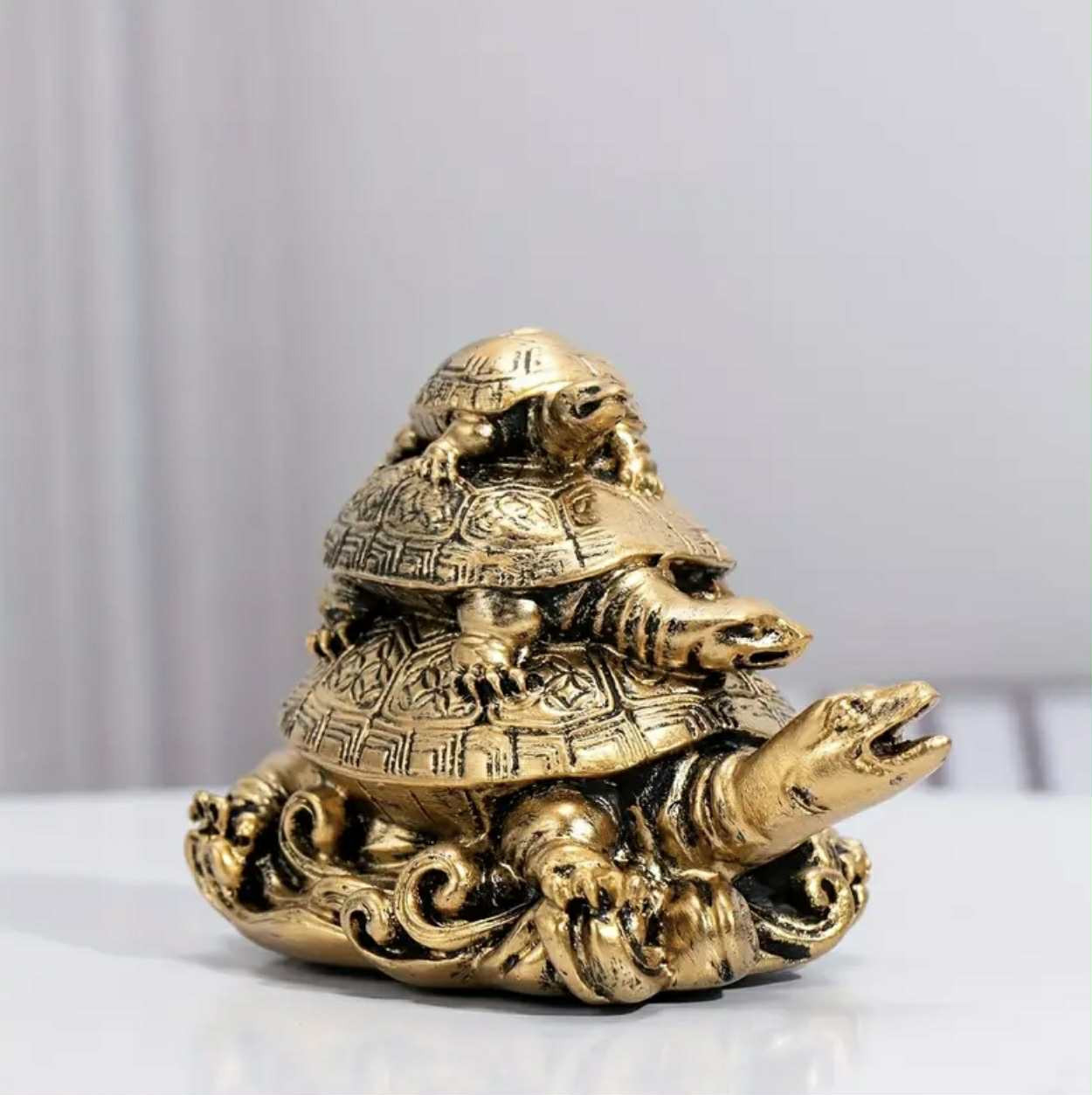 1 tortue Feng Shui en résine dorée à trois générations, décoration po. - Accessoires - Image 4 - Livraison Maroc