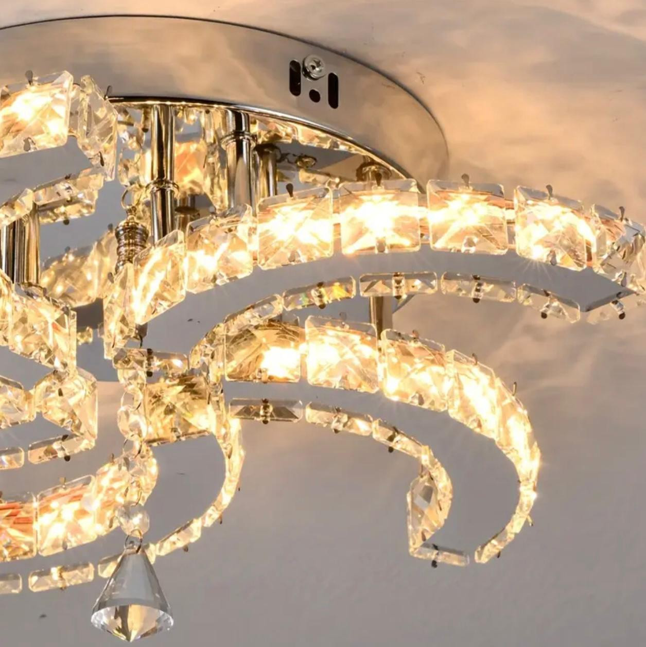 Plafonnier moderne en cristal de luxe - Bandes lumineuses à LED 3 cou. - Luminaires d'intérieur - Photo detail - Livraison Maroc