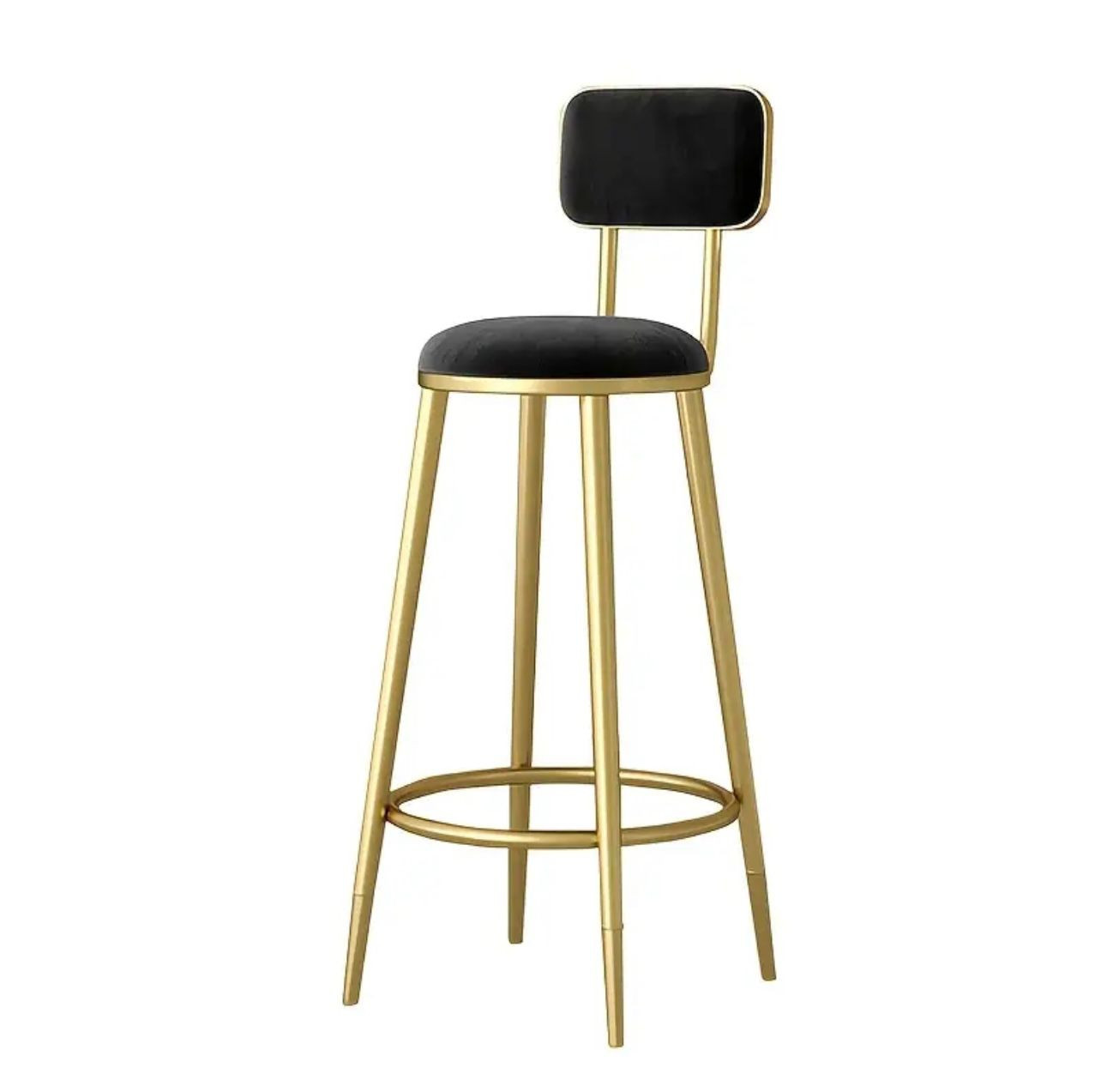 1pc Élégant tabouret de bar en métal doré avec siège rembourré - Chaises - Photo detail - Livraison Maroc