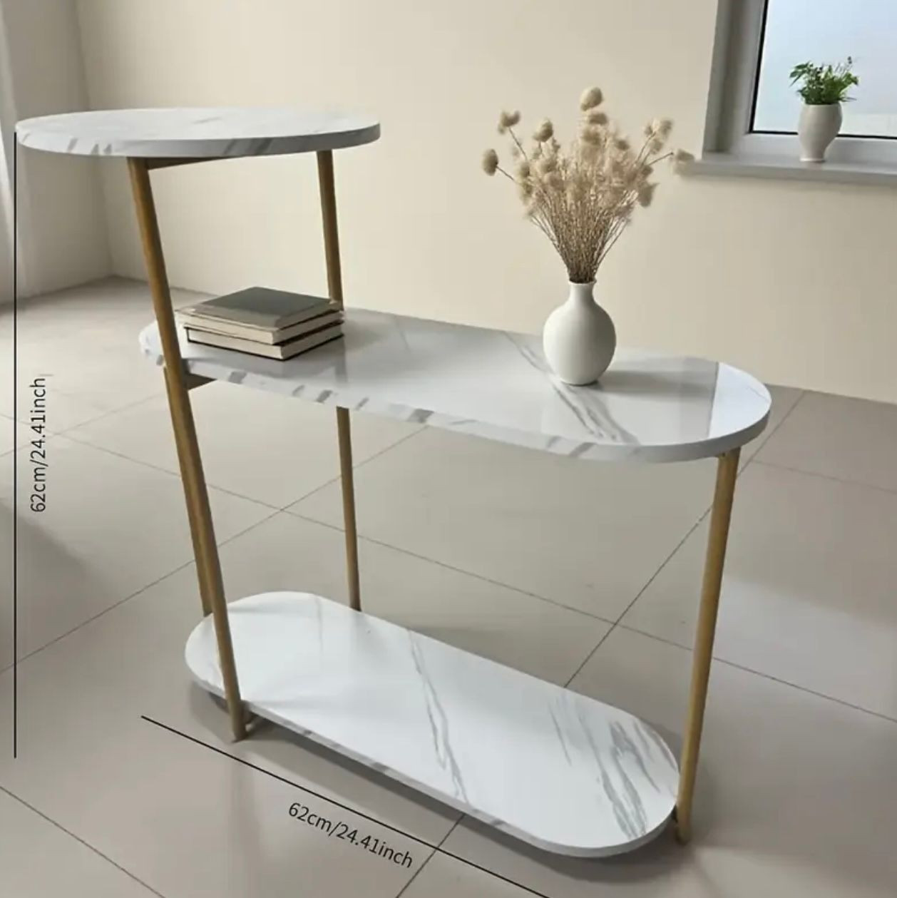table basse multicouche moderne avec surface à motif en marbre blanc. - Ameublement - Image 3 - Livraison Maroc