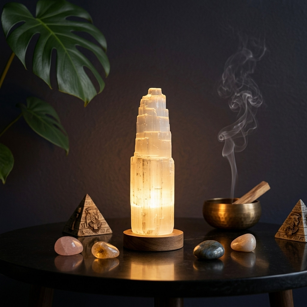 Lampe Tour Sélénite LED - Décorations - Livraison Maroc