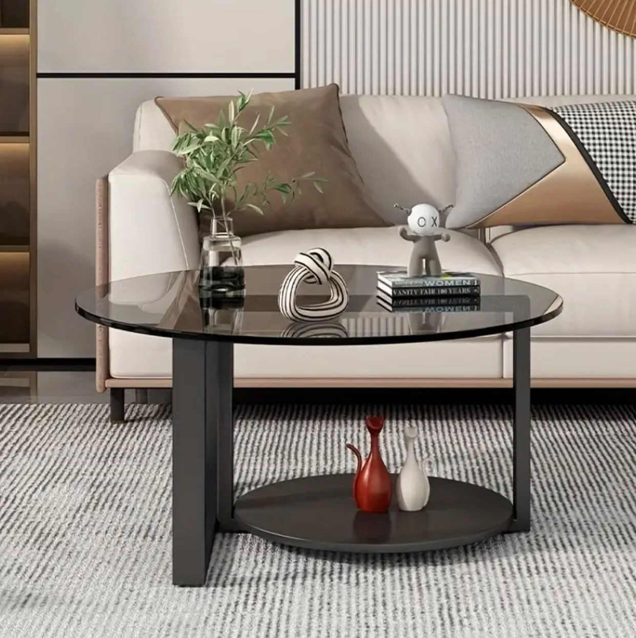 1 table basse ronde minimaliste moderne en verre - Acier inoxydable n. - Tables basses - Image 3 - Livraison Maroc