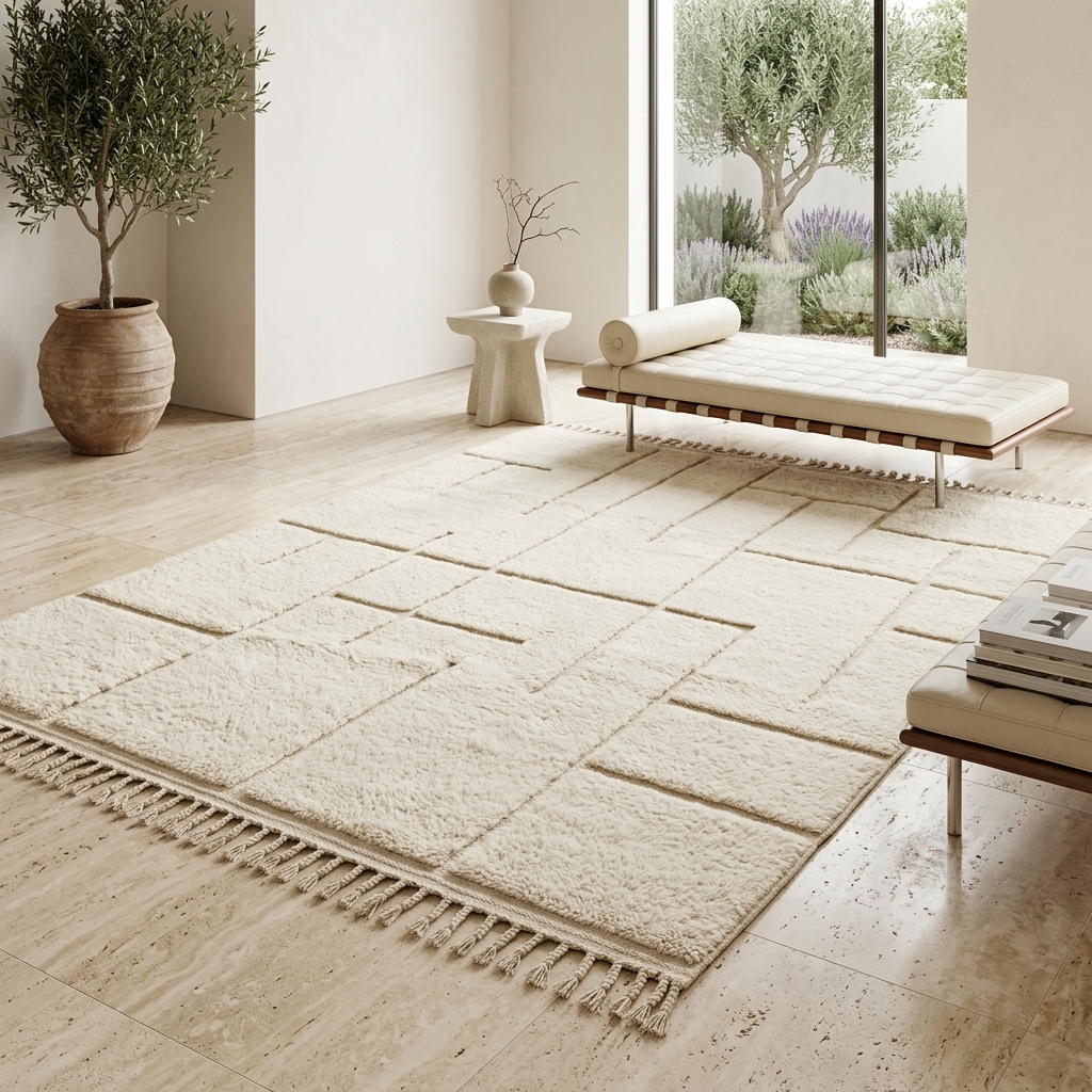 Tapis Berbère Architecture Ivoire - Tapisserie - Livraison Maroc