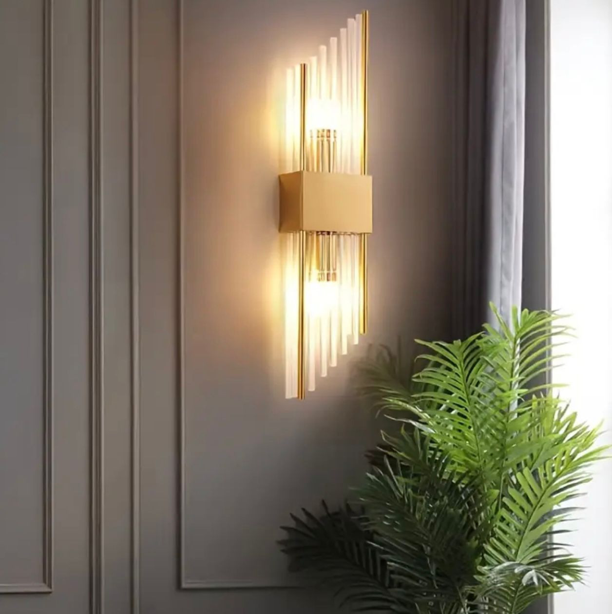 Applique murale LED moderne de luxe en cristal noir doré