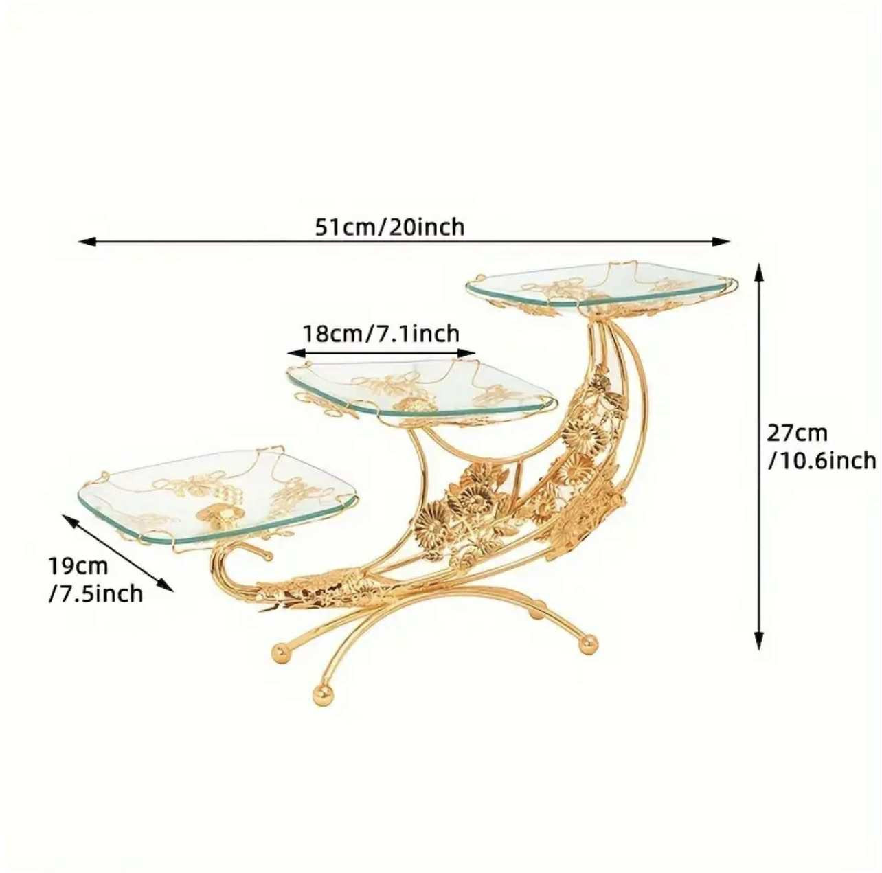 Plateau élégant en forme de lune dorée - Centre de table luxueux en m. - Déco de Cuisine - Image 2 - Livraison Maroc