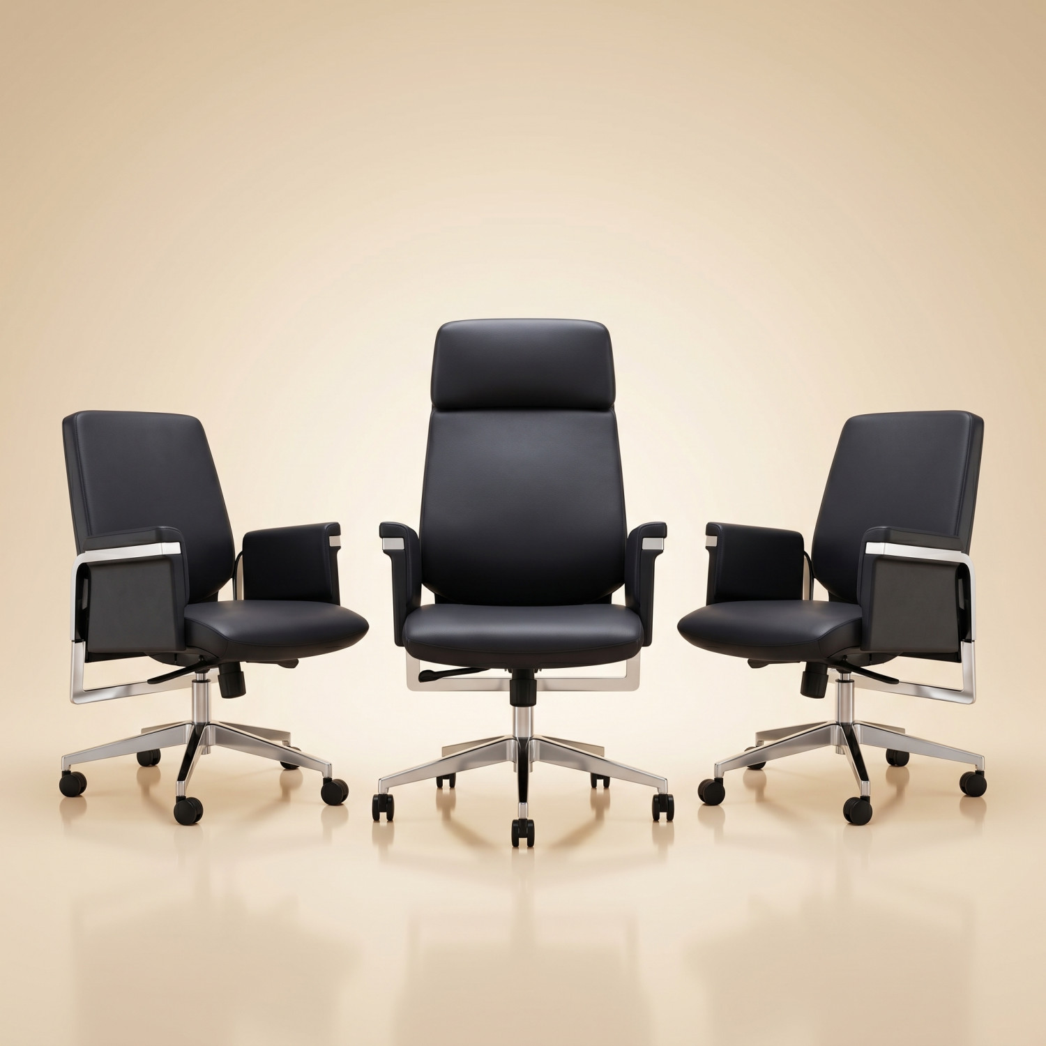 Ensemble de Fauteuils PRESTIGE NOIR CH-141 – Collection executive hau. - Chaises de bureau - Livraison Maroc