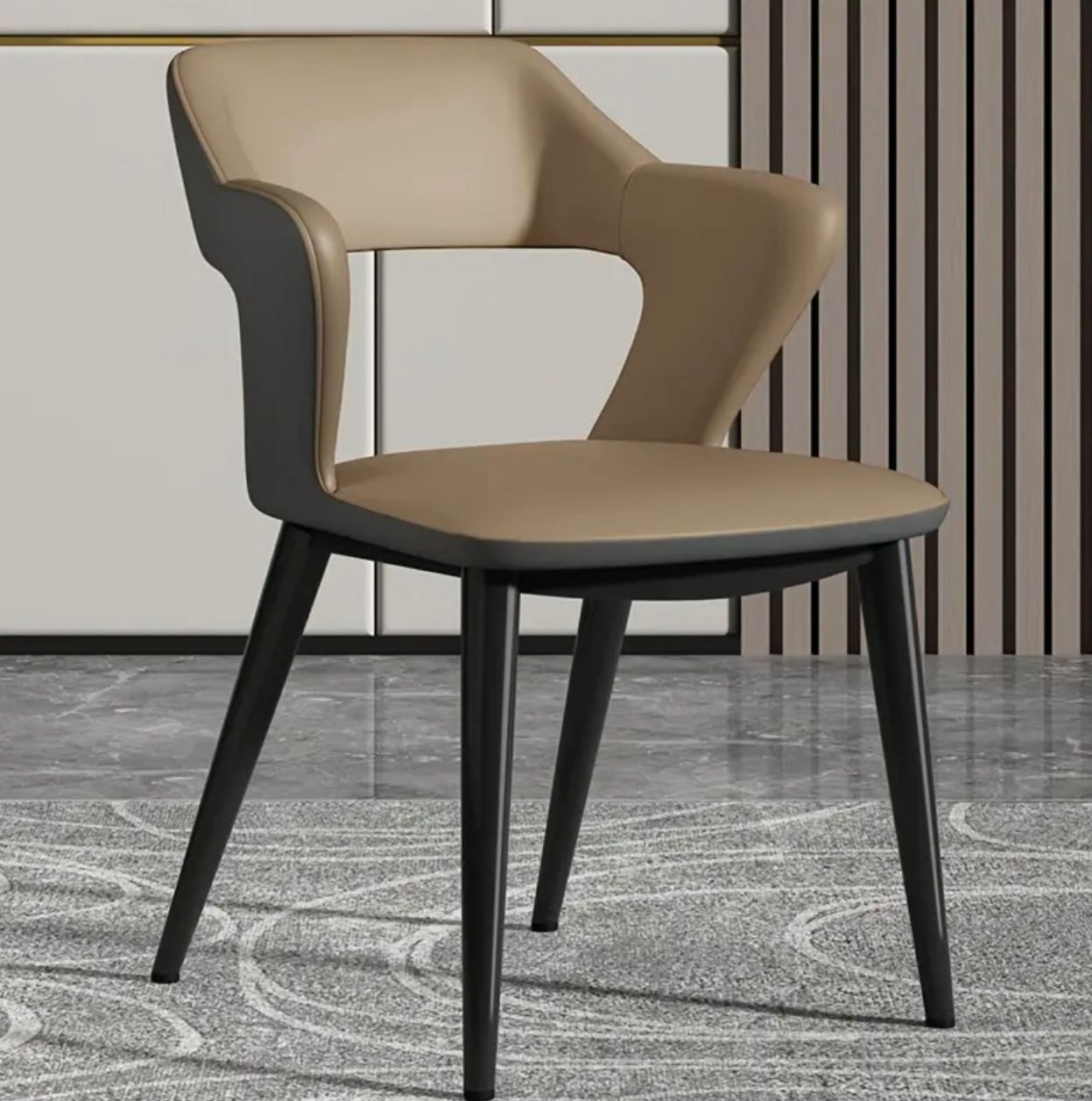 1pc Chaise de salle à manger en cuir d'inspiration française avec cou. - Ameublement - Image 5 - Livraison Maroc