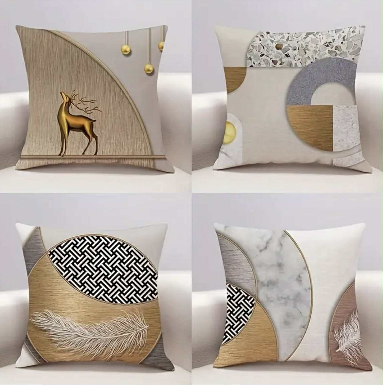 Ensemble de quatre oreillers minimalistes modernes présente des motif. - Ameublement - Livraison Maroc