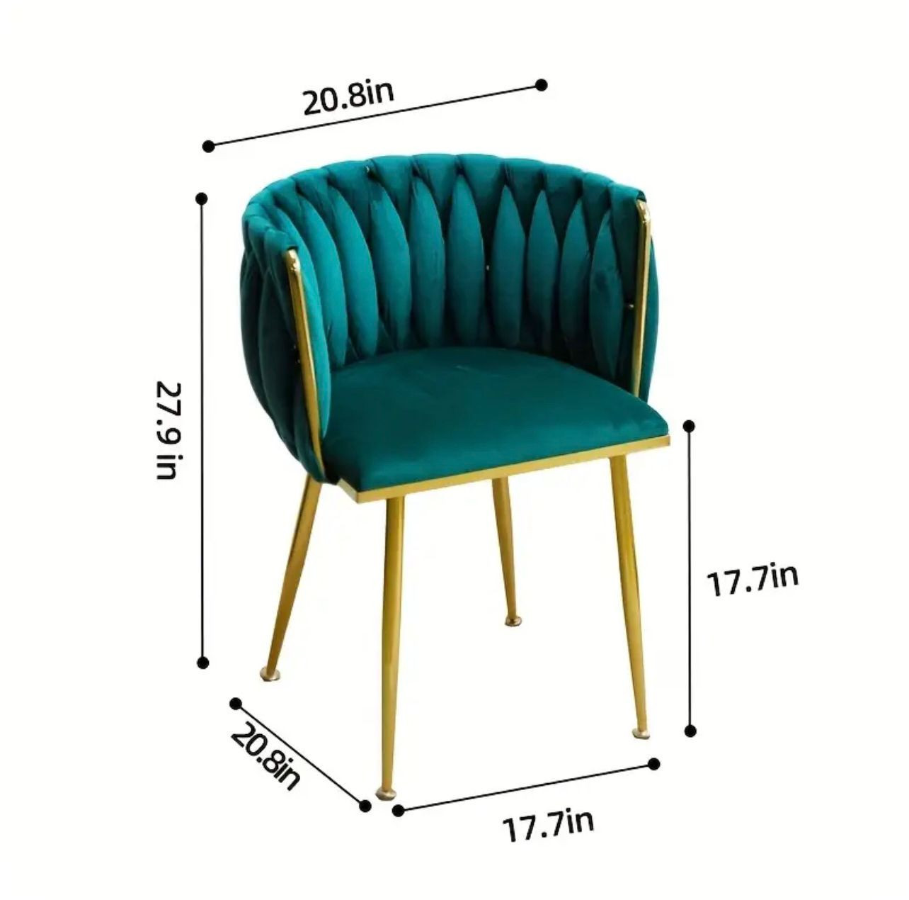 Élégante chaise rembourrée sarcelle avec cadre en métal doré - Chaises rembourrées - Image 3 - Livraison Maroc