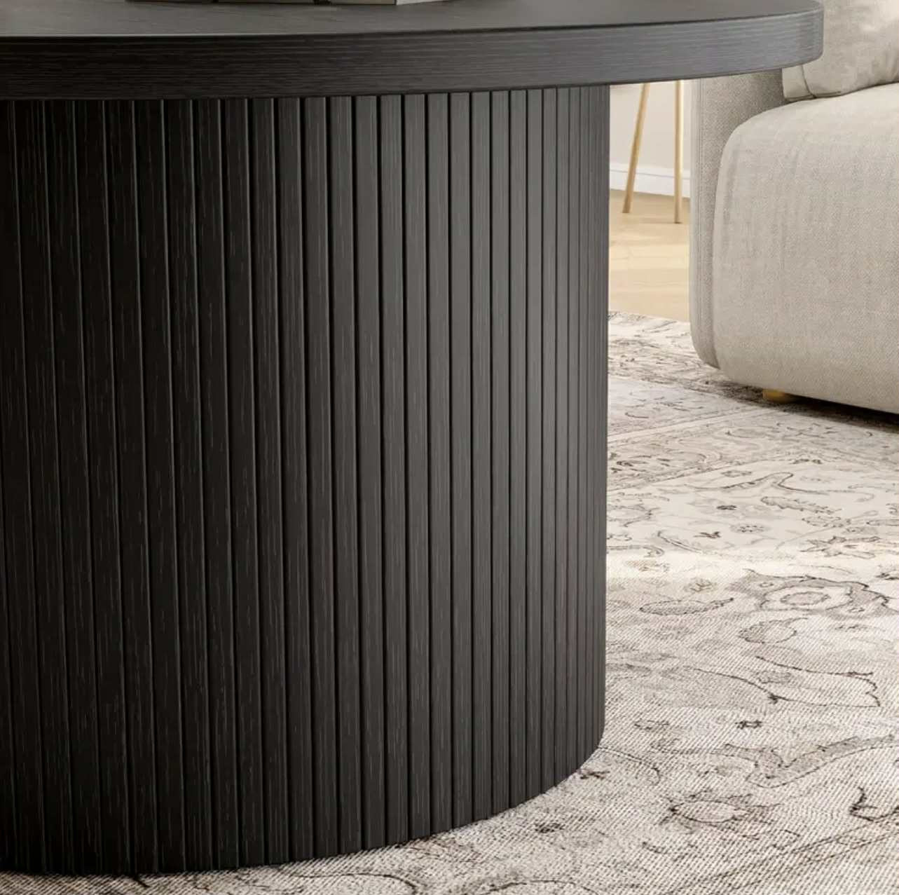 Table basse ronde de 80,01 cm, style tambour, style moderne du milieu. - Tables basses - Image 3 - Livraison Maroc