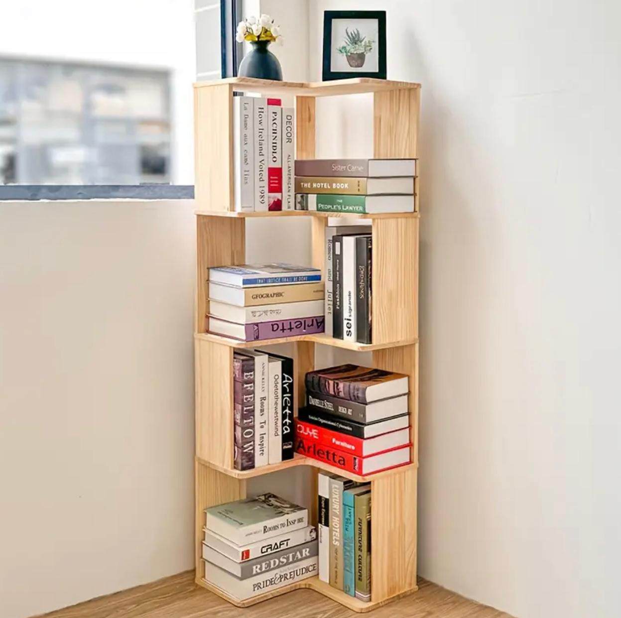 Étagère d'angle en bois massif avec design incliné - Solutions de Stockage - Image 1 - Livraison Maroc