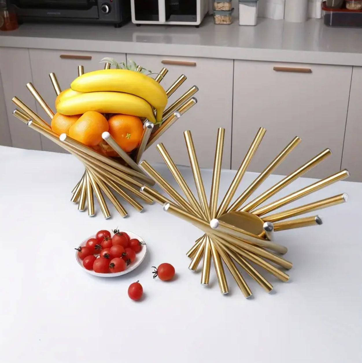 1pc Panier de fruits en acier inoxydable doré créatif de luxe, bol de. - Déco de Cuisine - Image 3 - Livraison Maroc