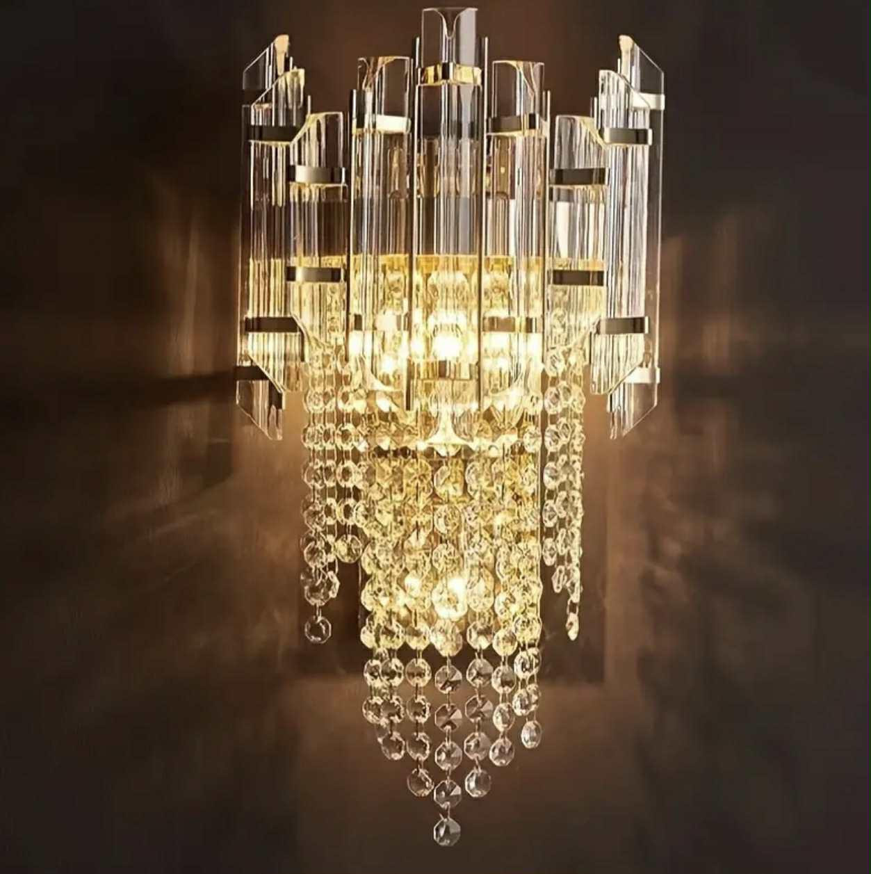 1pc Applique murale moderne en cristal avec source lumineuse LED, ins. - Éclairage - Photo detail - Livraison Maroc