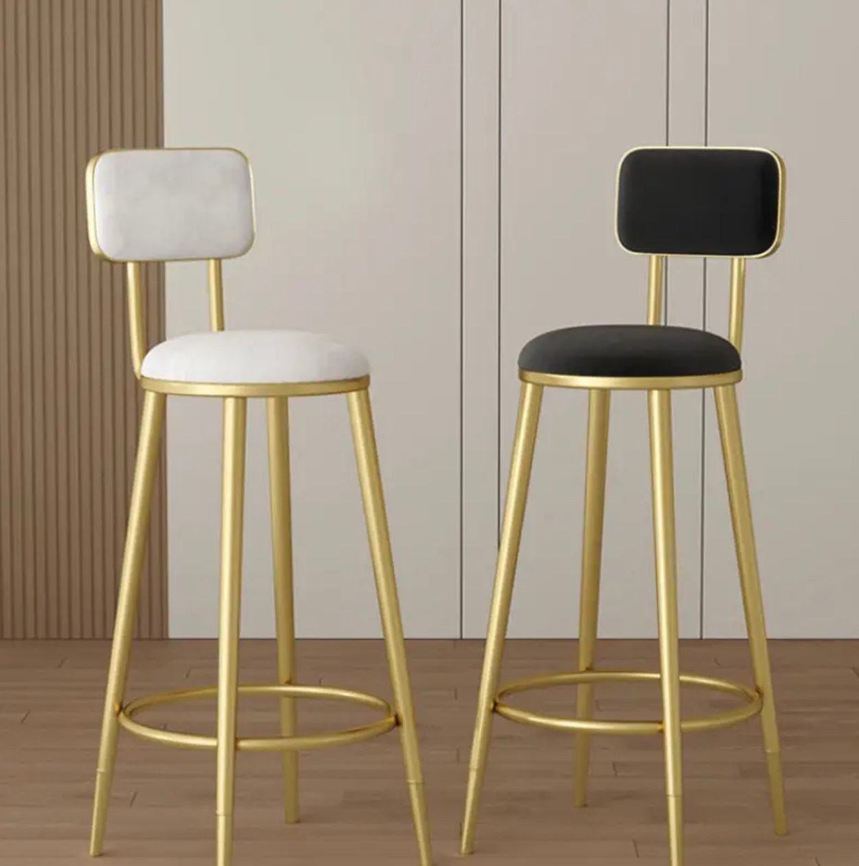 1pc Élégant tabouret de bar en métal doré avec siège rembourré - Chaises - Image 5 - Livraison Maroc