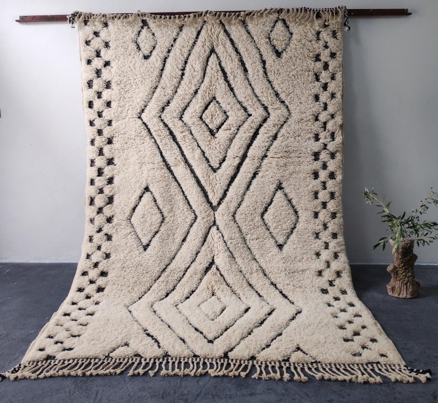 Tapis Beni Ouarain Diamant Noir Prestige - Tapisserie - Photo detail - Livraison Maroc