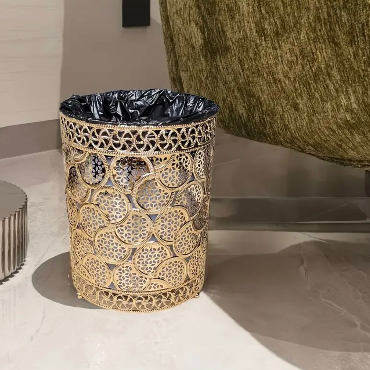 Ensemble de poubelles dorées de luxe européen haut de gamme universel. - Accessoires - Image 3 - Livraison Maroc