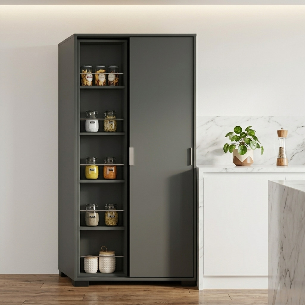 Armoire Pantry Moderne Anthracite - Ameublement - Photo detail - Livraison Maroc
