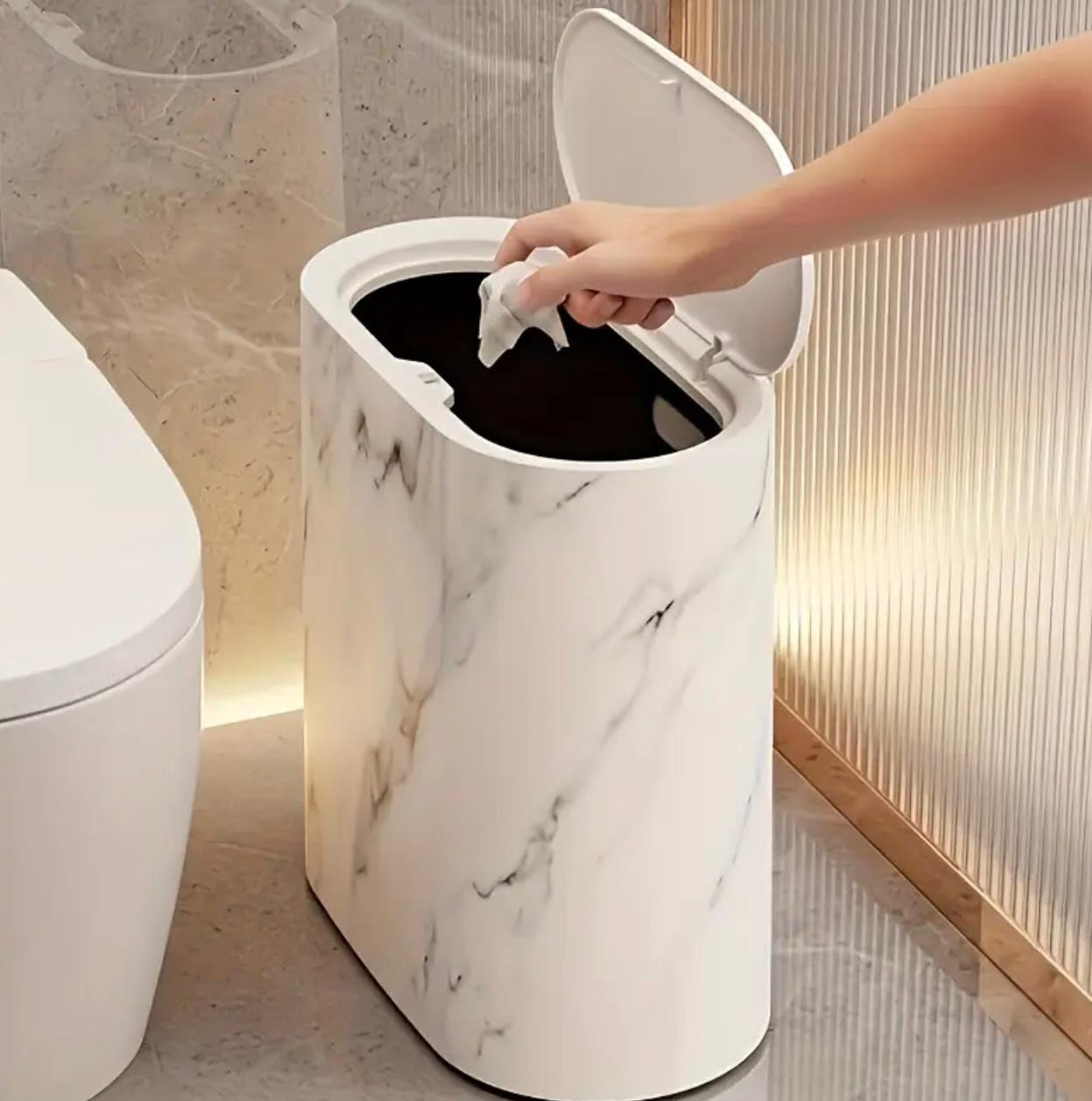 1 Poubelle carrée en plastique LuxeSpace 14L/3,7 gallons avec couverc. - Accessoires - Image 3 - Livraison Maroc