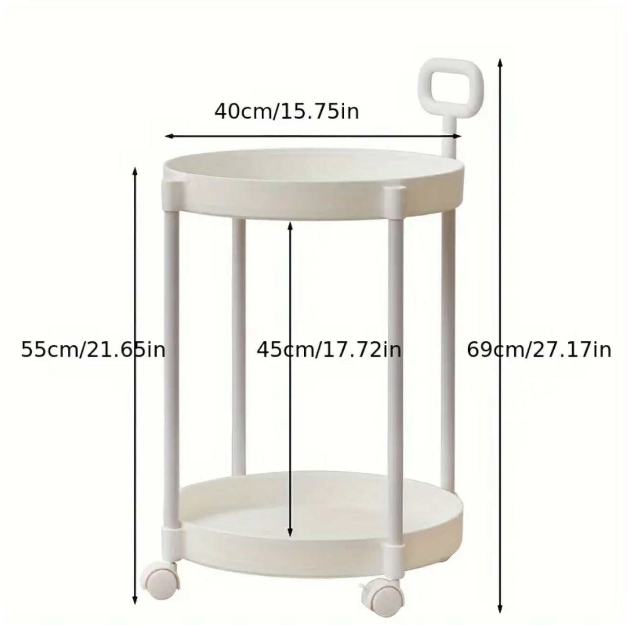 Table basse roulante chic de style crème - Table d'appoint en métal e. - Tables rondes - Photo detail - Livraison Maroc