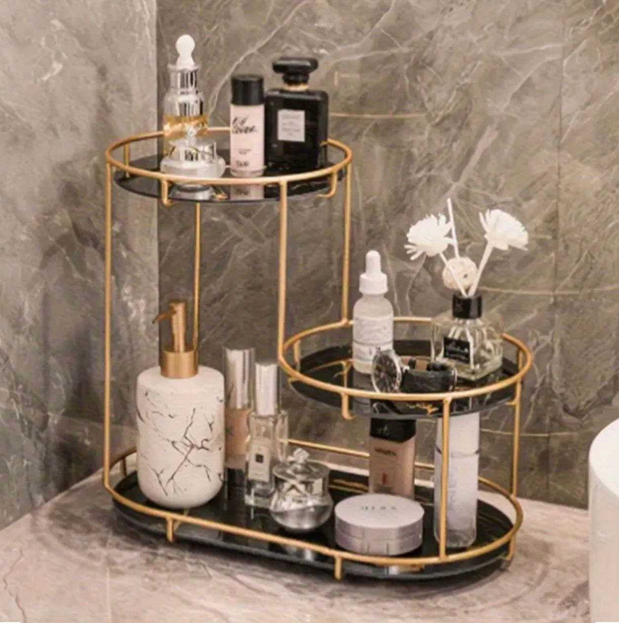 1pc Organisateur de comptoir de salle de bain doré - Support de range. - Déco Salle de Bain - Image 5 - Livraison Maroc
