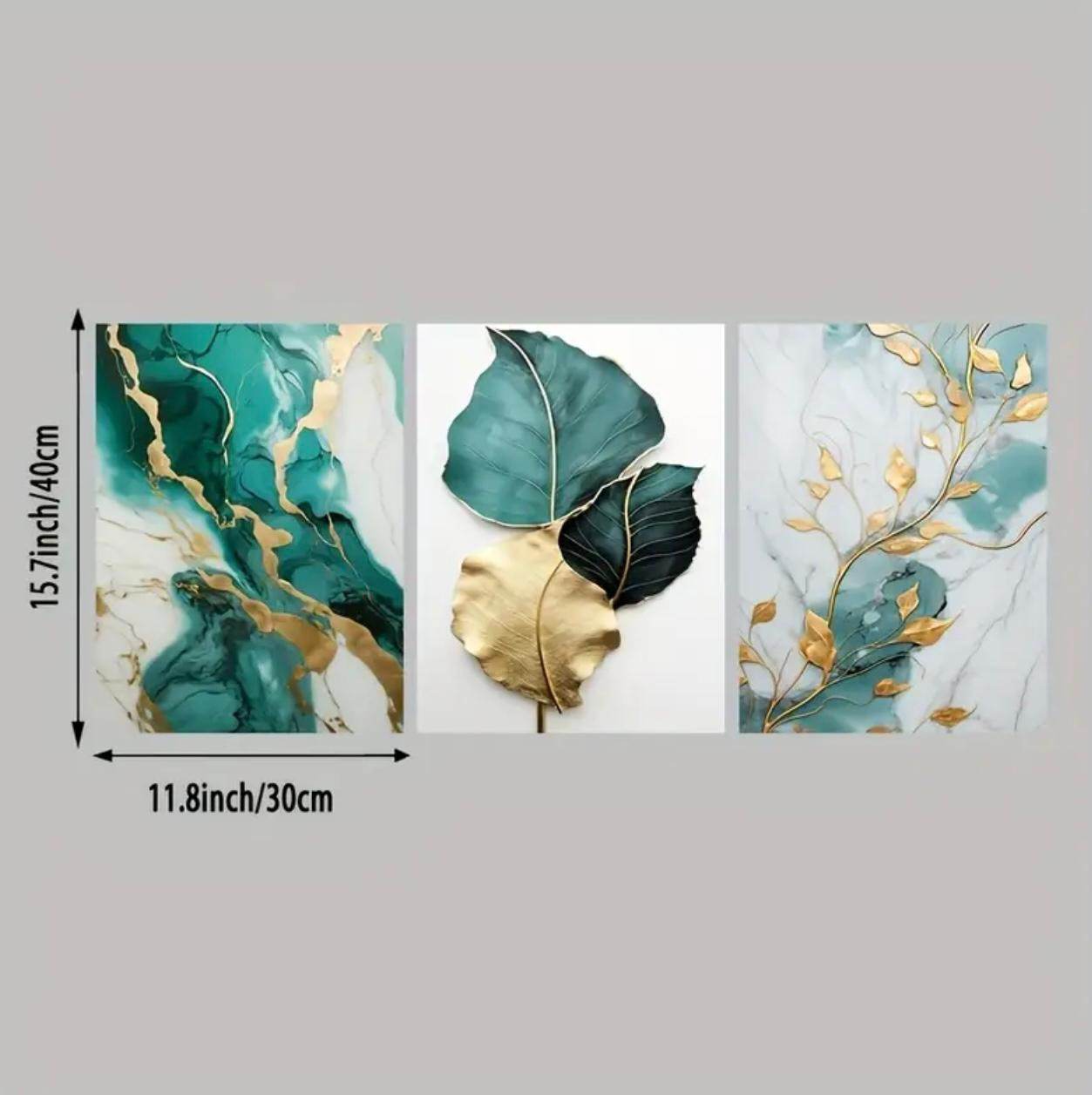 3pcs Affiches abstraites sur toile de marbre floral, impressions d'ar. - Art mural - Image 4 - Livraison Maroc