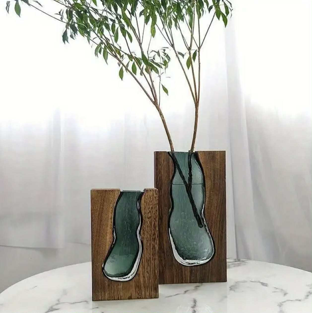 Vase en Verre de Style Chinois Nouveau en Bois Massif, Décoré par des. - Vases & Bougeoirs - Livraison Maroc