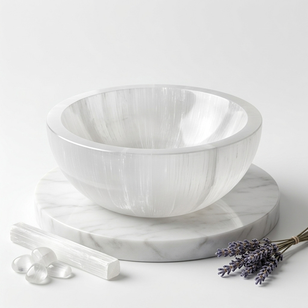 Bol Rond en Sélénite Naturelle - Décorations - Livraison Maroc