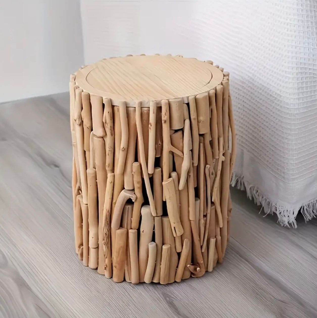 Poubelle en bois fabriquée à la main avec couvercle - Style nordique moderne