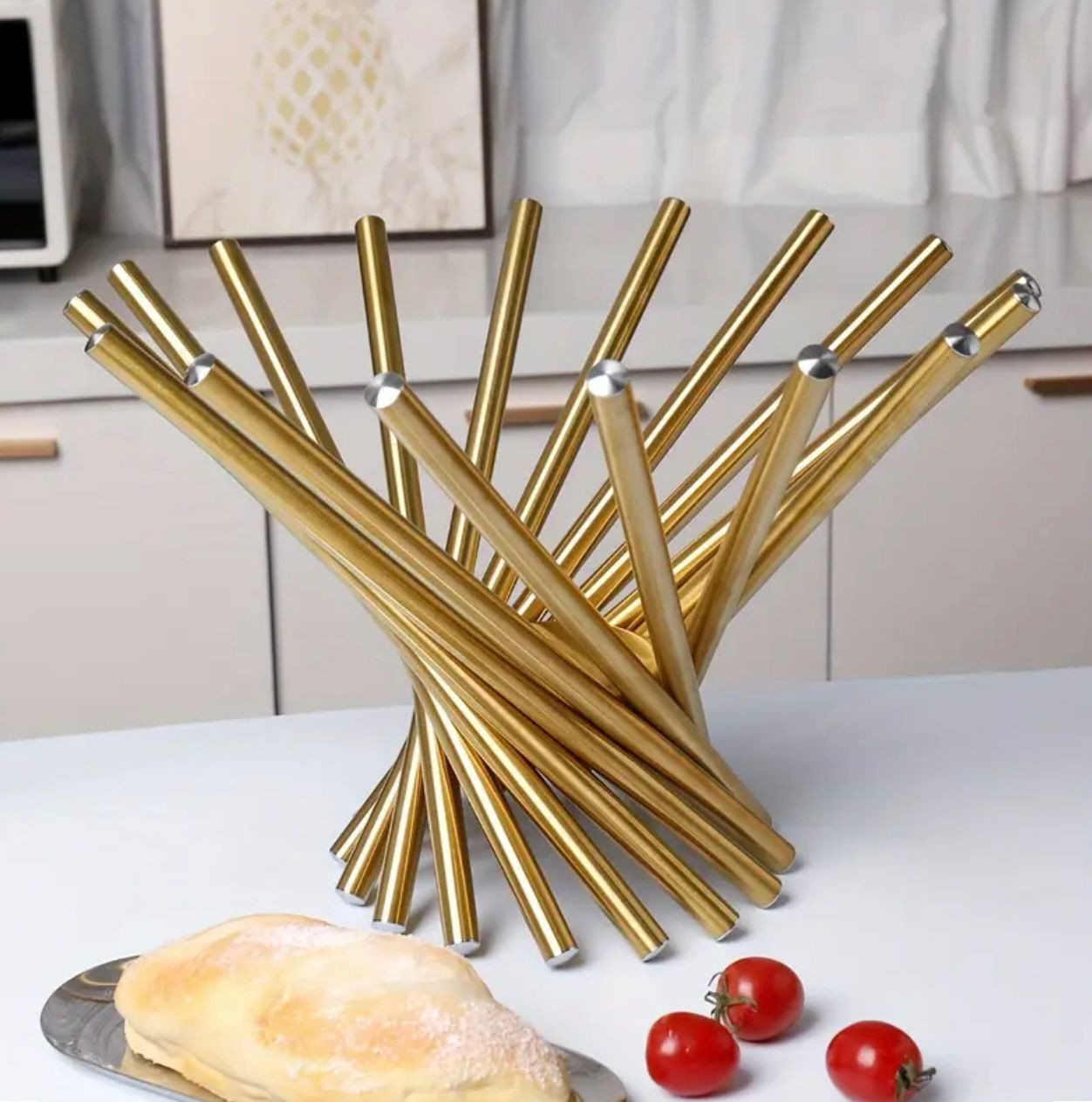 1pc Panier de fruits en acier inoxydable doré créatif de luxe, bol de. - Déco de Cuisine - Image 4 - Livraison Maroc