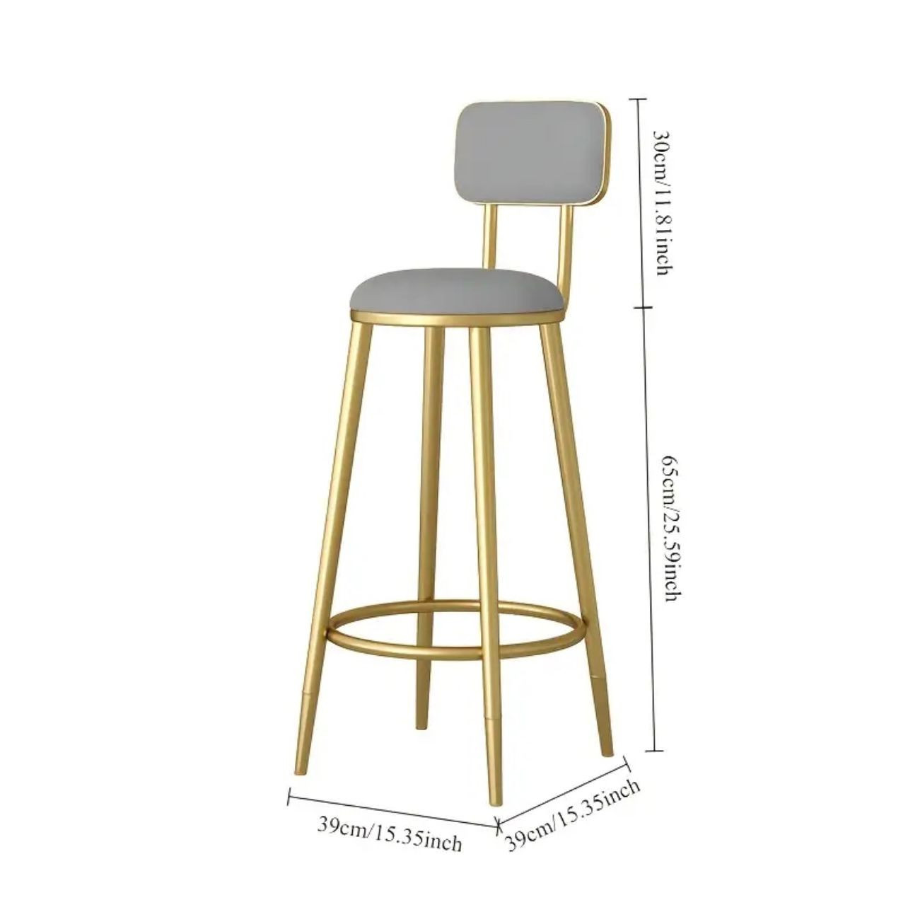 1pc Élégant tabouret de bar en métal doré avec siège rembourré - Chaises - Image 2 - Livraison Maroc