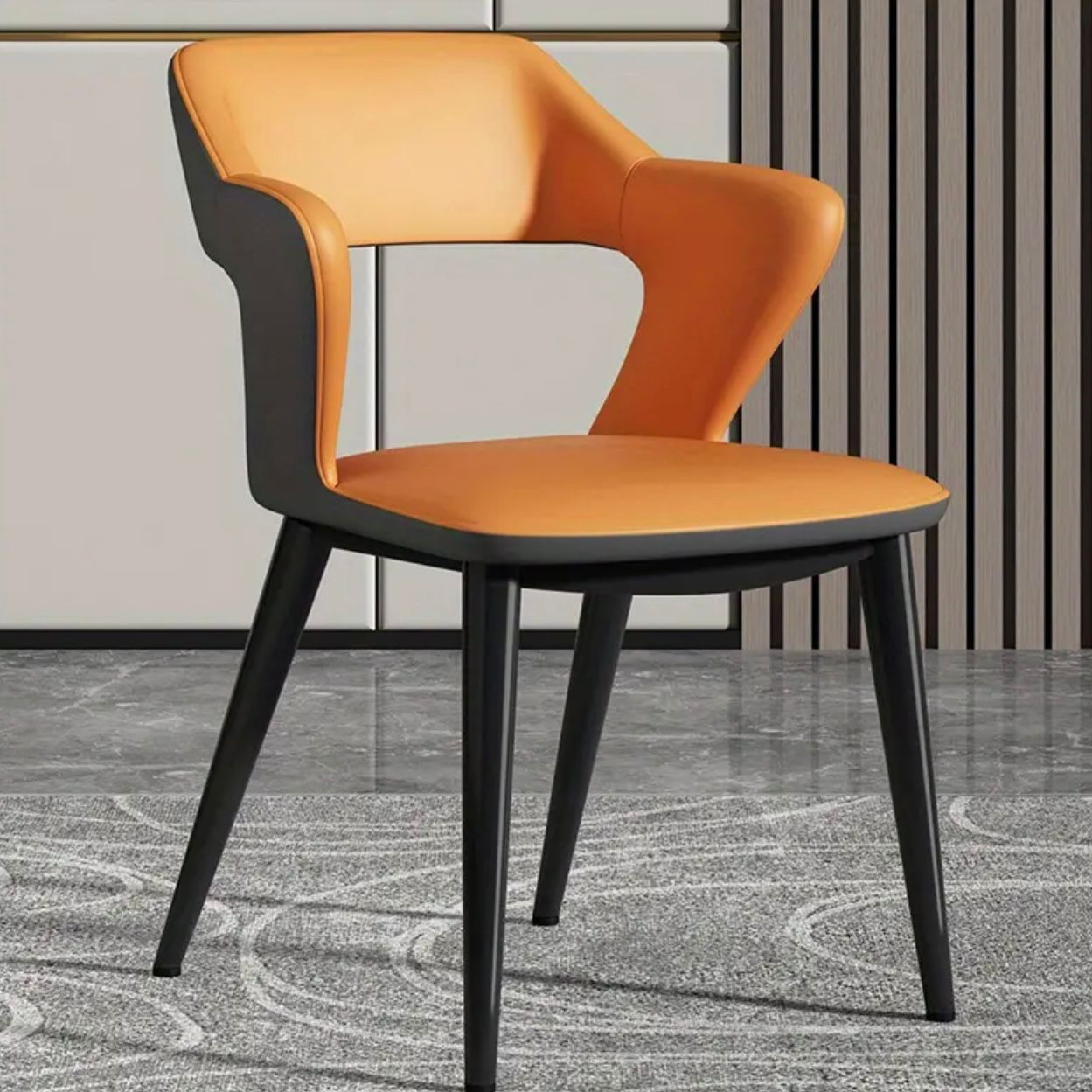 1pc Chaise de salle à manger en cuir d'inspiration française avec cou. - Ameublement - Image 4 - Livraison Maroc