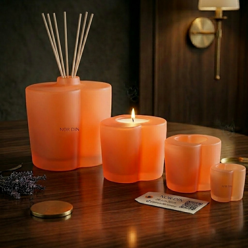 Bougeoir Minimaliste Orange - Décorations - Livraison Maroc