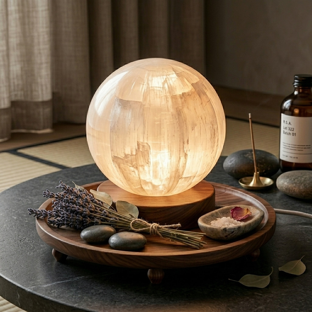 Lampe Sphère en Sélénite - Décorations - Livraison Maroc