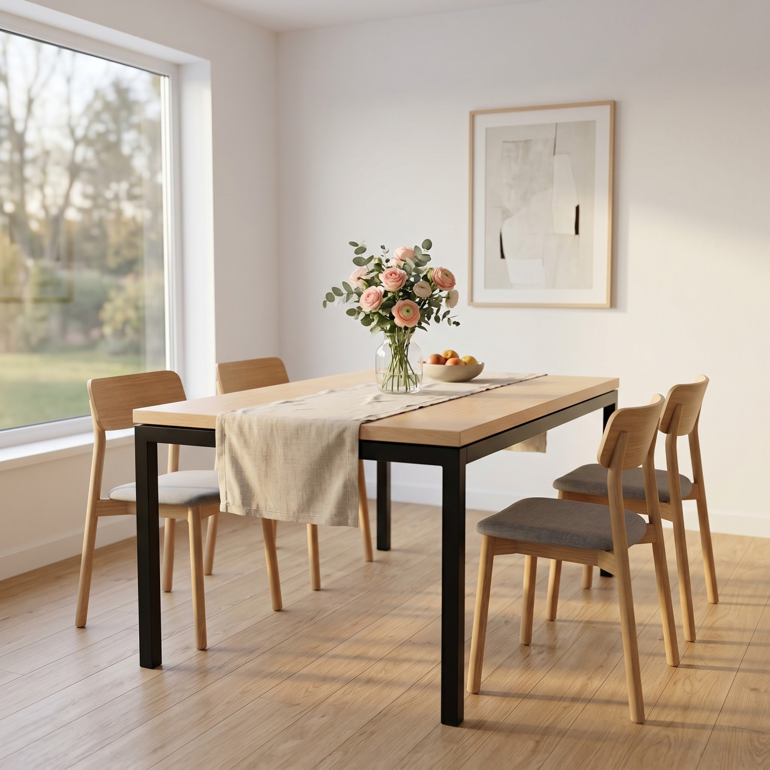 Table à manger moderne au design élégant avec structure métallique ro. - Ameublement - Livraison Maroc