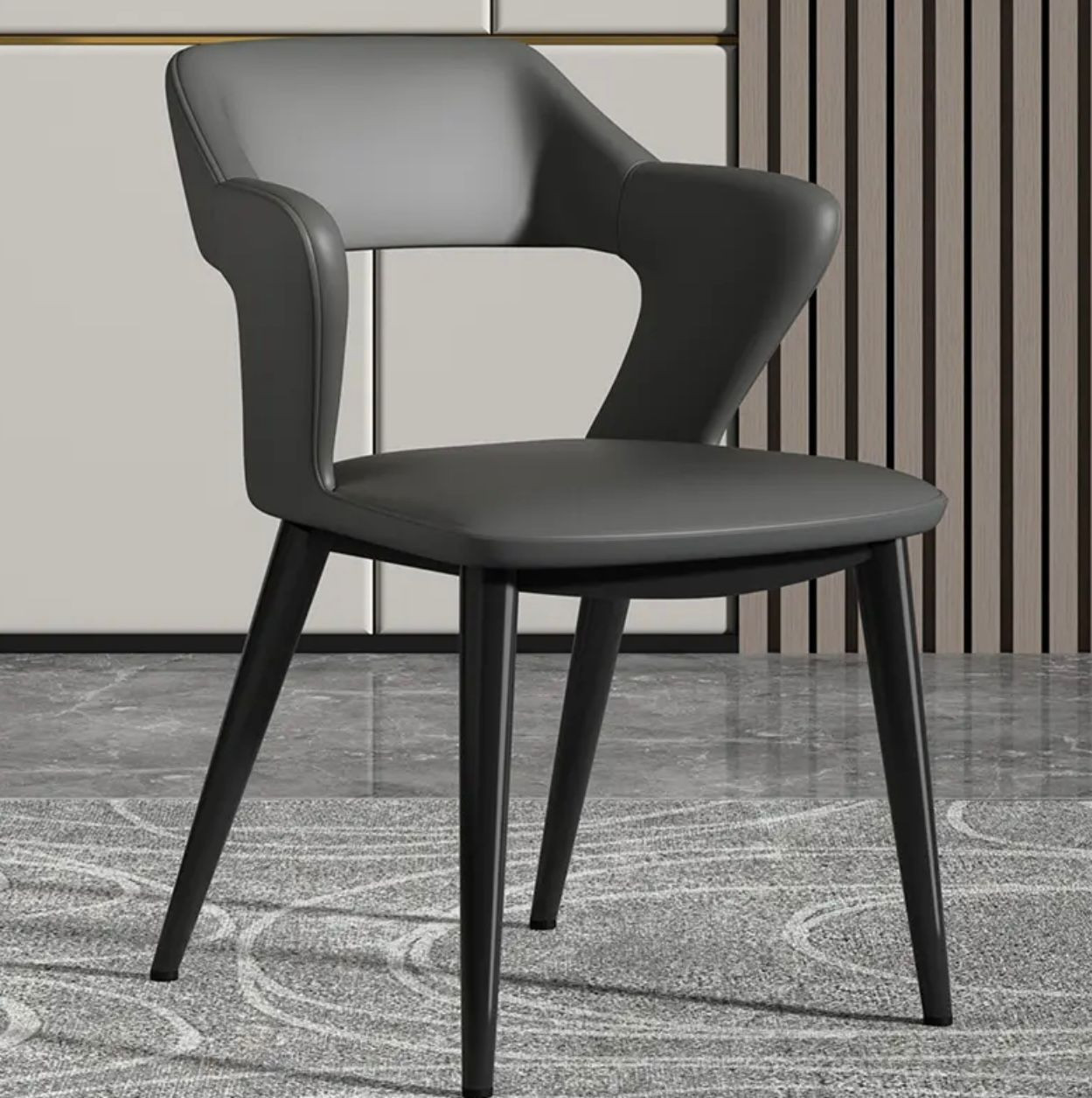 1pc Chaise de salle à manger en cuir d'inspiration française avec cou. - Ameublement - Image 3 - Livraison Maroc