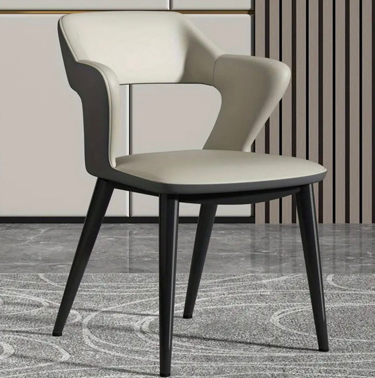 1pc Chaise de salle à manger en cuir d'inspiration française avec cou. - Ameublement - Image 2 - Livraison Maroc