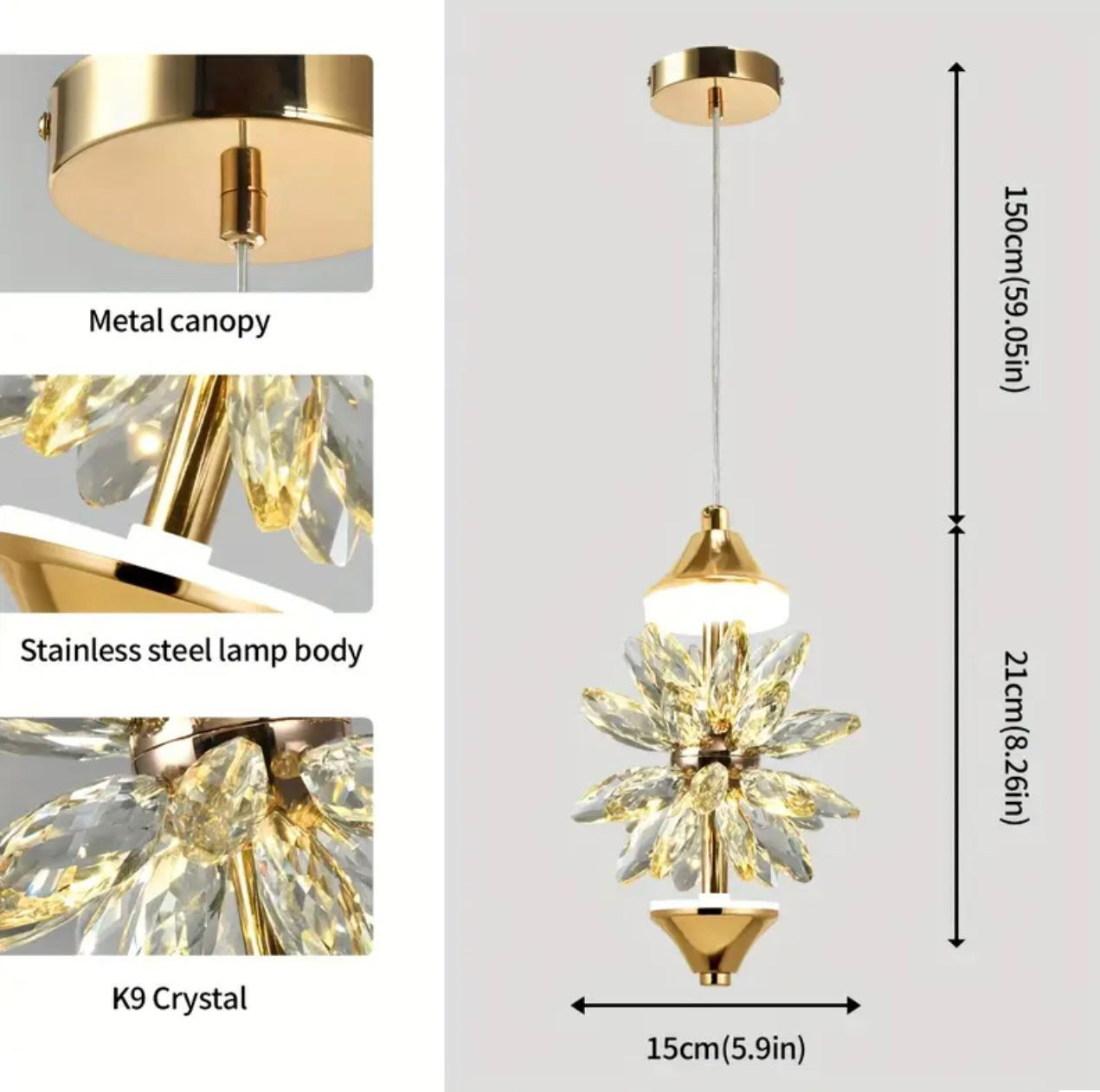 Mini lustre en cristal - Suspension moderne en plastique doré frotté. - Éclairage - Image 3 - Livraison Maroc
