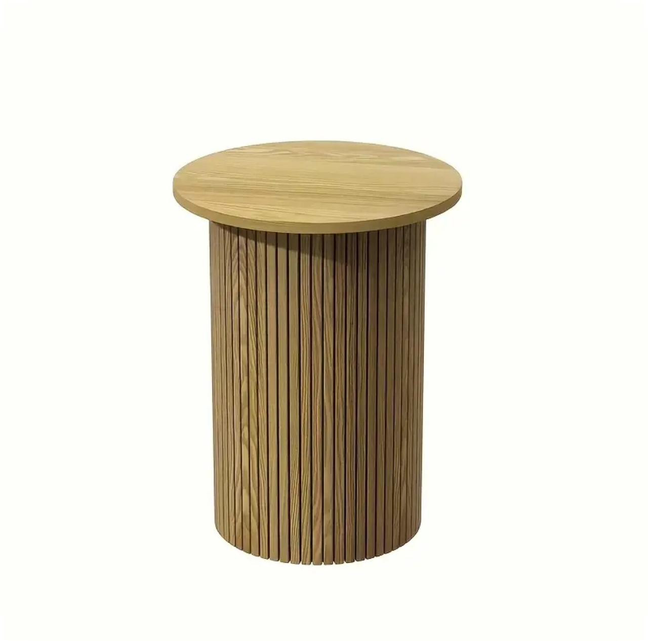 Table moderne à bord concave ronde 1pc avec placage de bois tendre et. - Tables de chevet - Image 3 - Livraison Maroc
