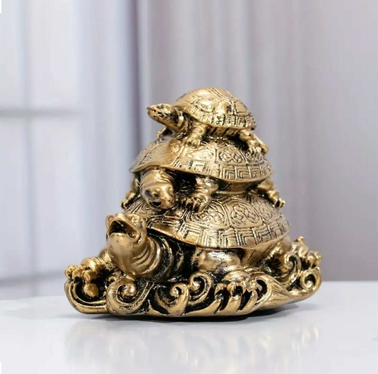 1 tortue Feng Shui en résine dorée à trois générations, décoration po. - Accessoires - Image 3 - Livraison Maroc