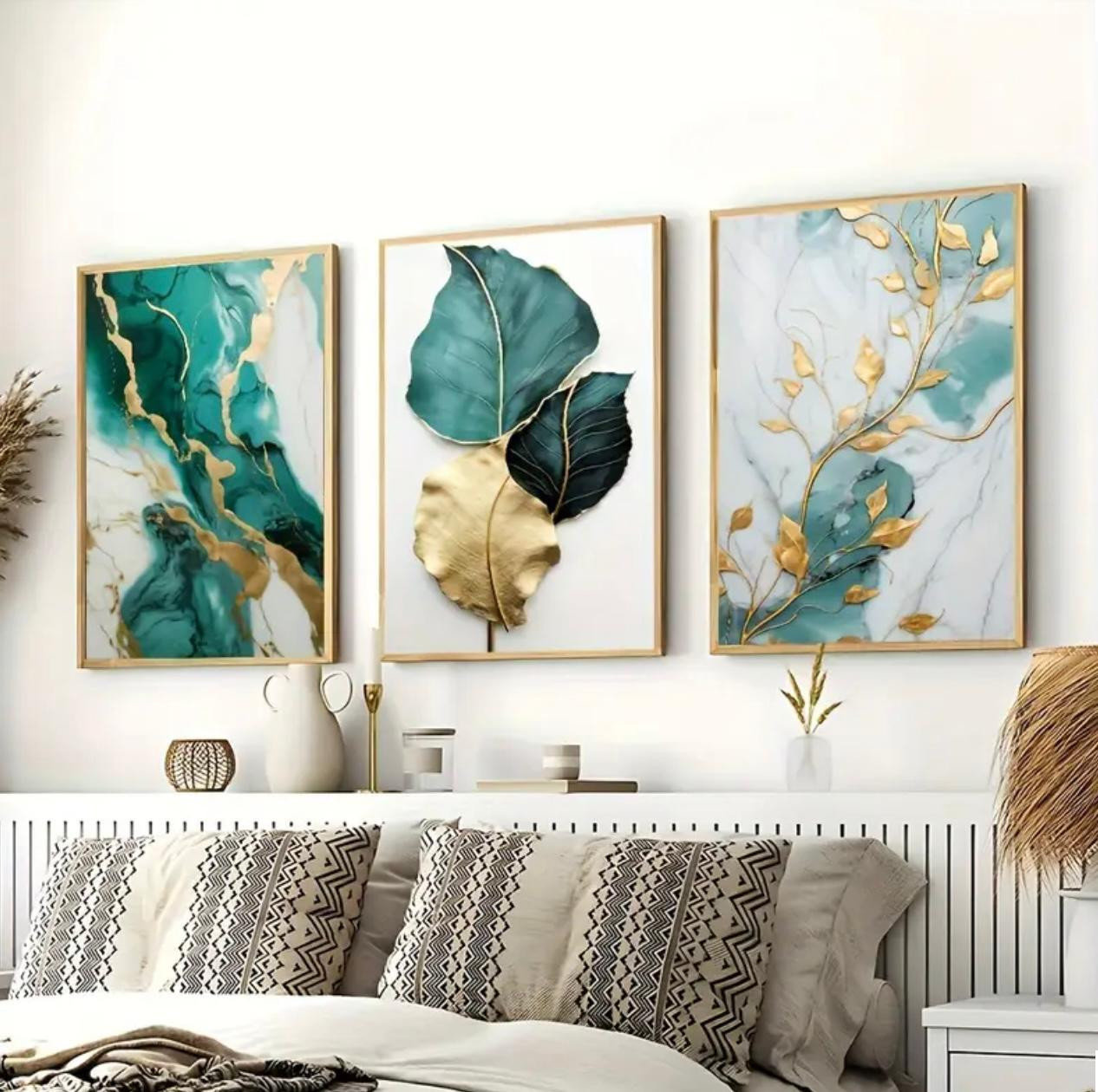 3pcs Affiches abstraites sur toile de marbre floral, impressions d'ar. - Art mural - Image 3 - Livraison Maroc