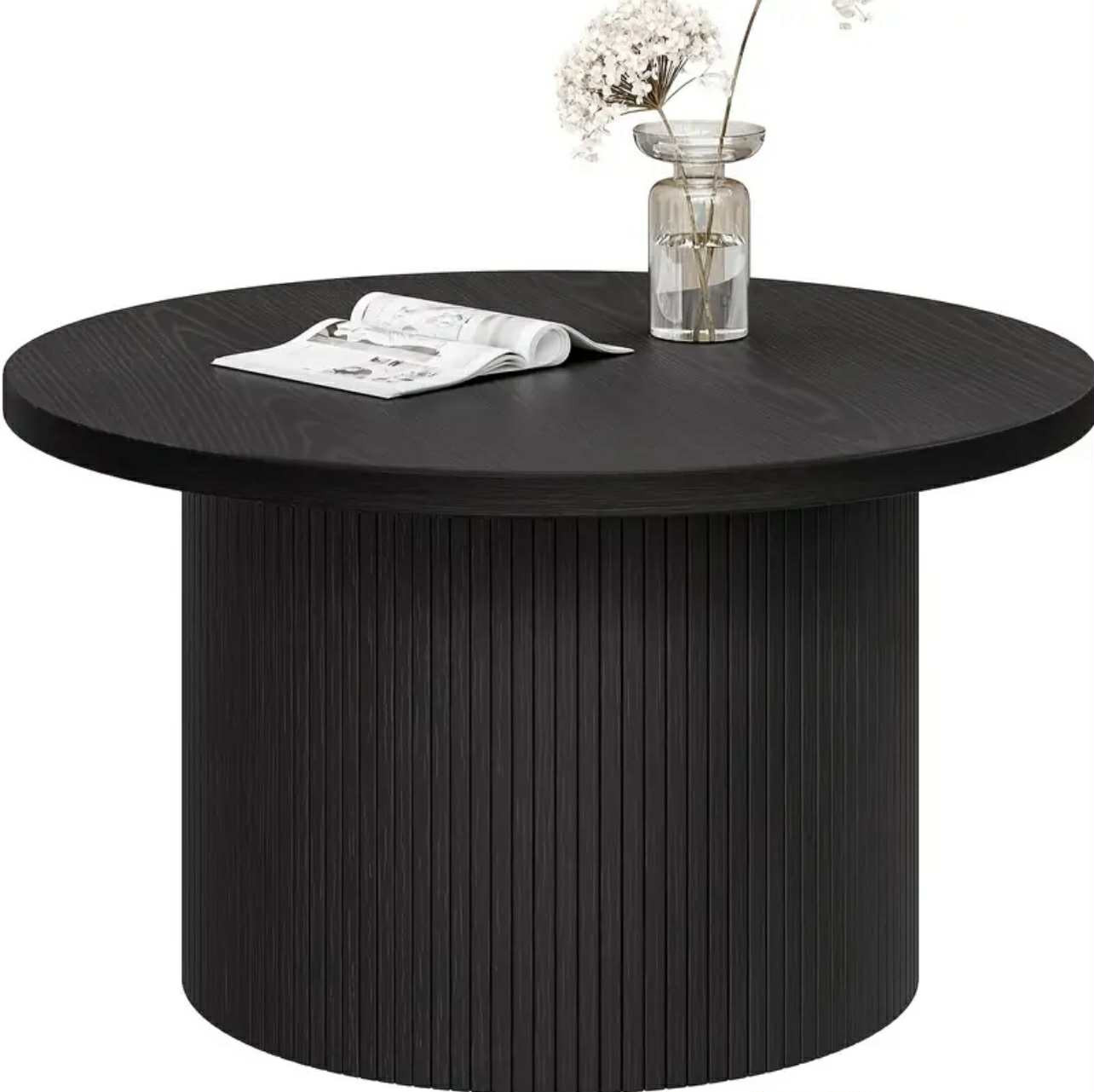 Table basse ronde de 80,01 cm, style tambour, style moderne du milieu. - Tables basses - Photo detail - Livraison Maroc