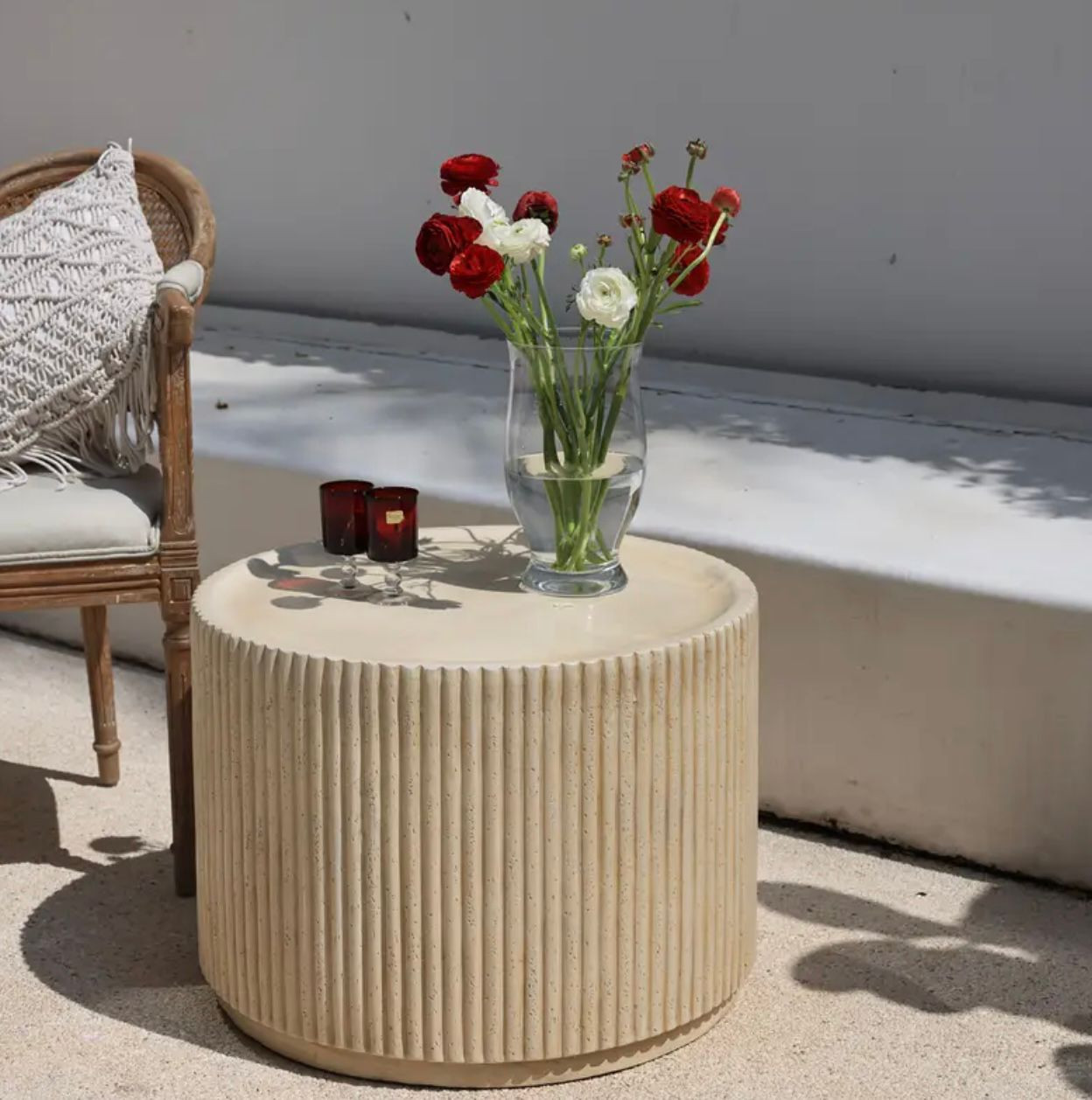 Table d'appoint ronde moderne en béton - Tables basses - Livraison Maroc
