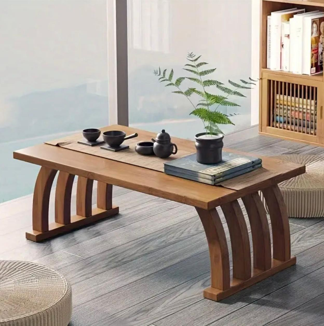 Table basse multifonctionnelle de style japonais 1pc - Pieds de pont. - Tables basses - Photo detail - Livraison Maroc