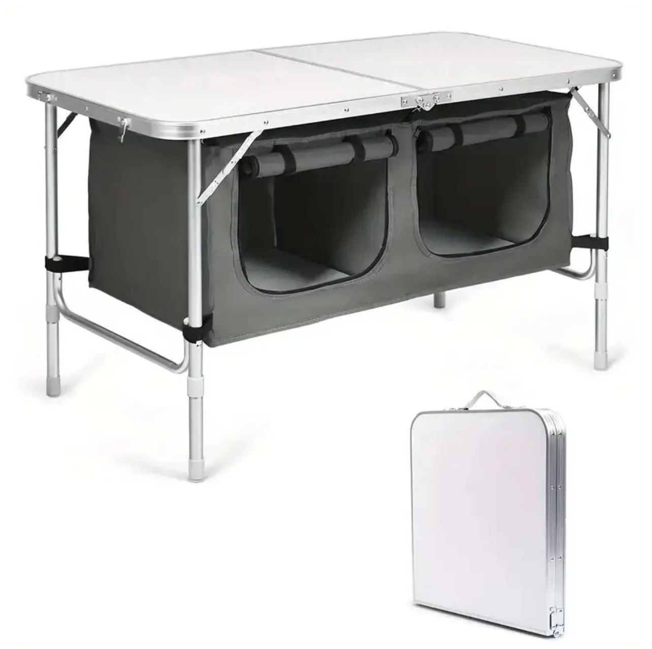 Table de camping pliante en aluminium robuste avec boîte de rangement. - Mobilier d'Extérieur - Image 2 - Livraison Maroc