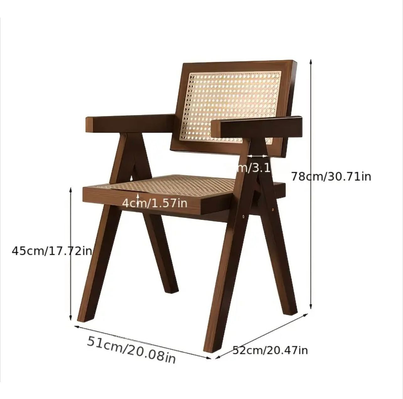 Chaise en osier en bois massif avec accoudoirs - Chaises - Image 3 - Livraison Maroc