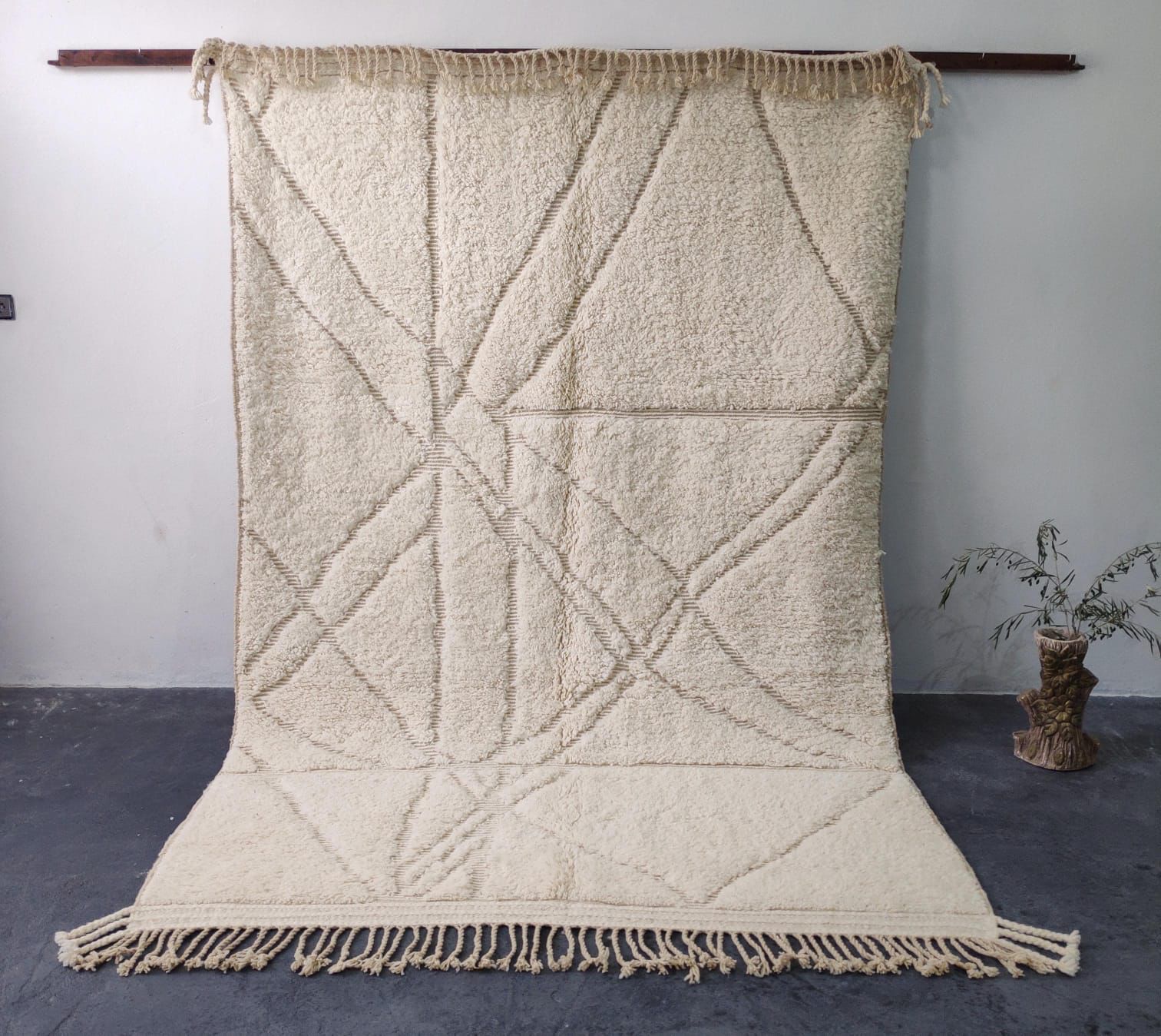 Tapis Beni Ouarain géométrique crème - Tapisserie - Image 2 - Livraison Maroc