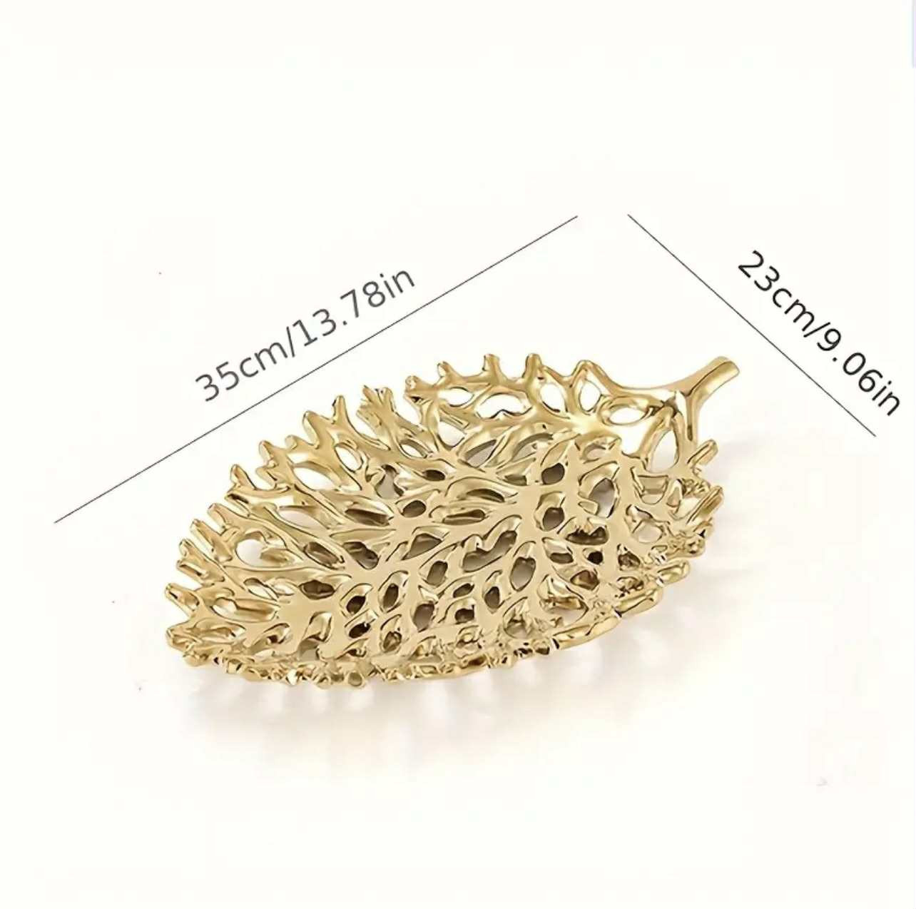 Plateau décoratif élégant à motif de feuilles jaune doré, 1 pièce - D. - Déco de Cuisine - Image 3 - Livraison Maroc
