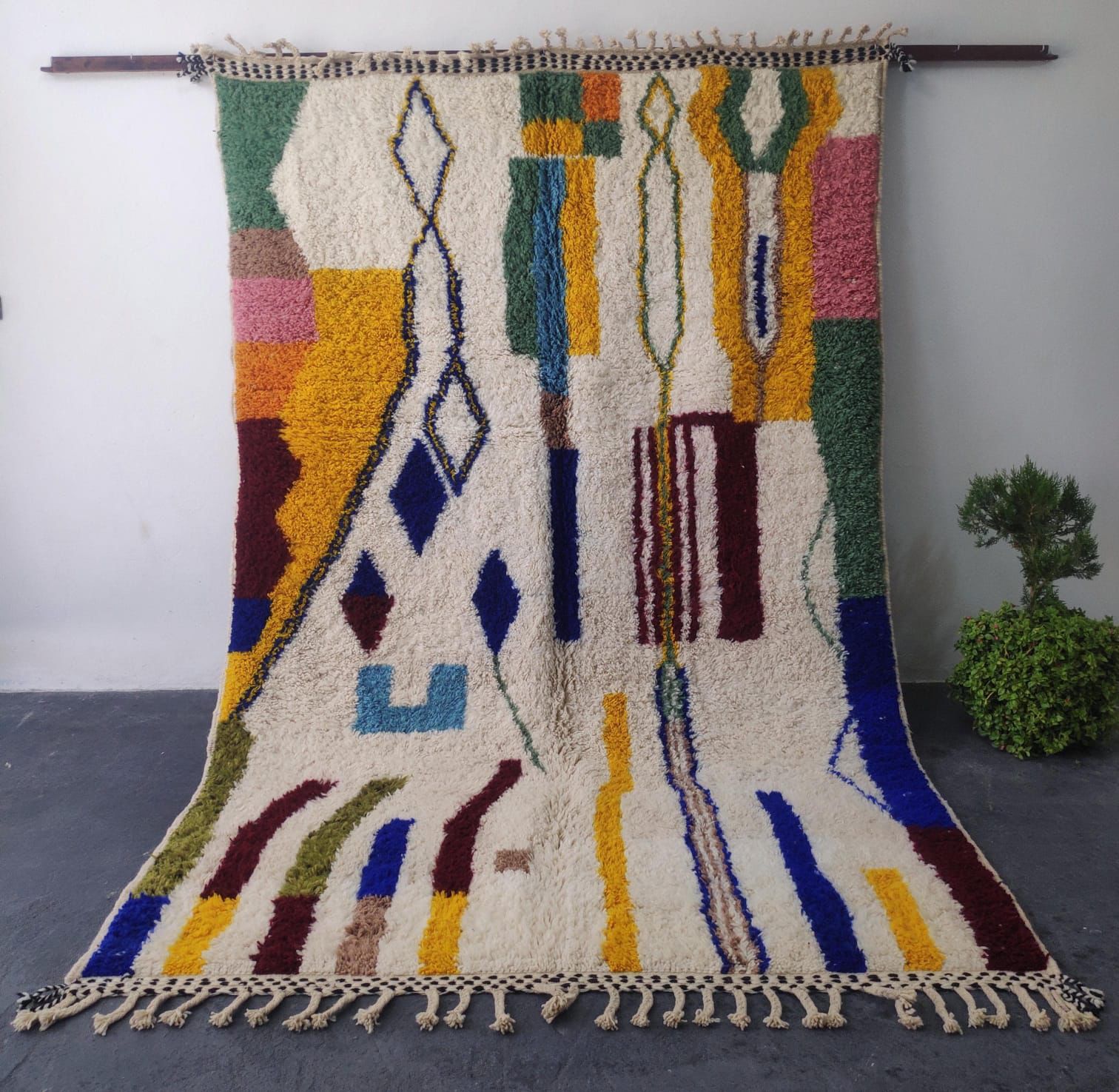 Tapis artistique berbère multicolore - Tapisserie - Photo detail - Livraison Maroc